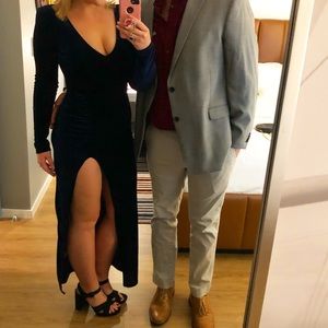 Velvety long sleeve dress